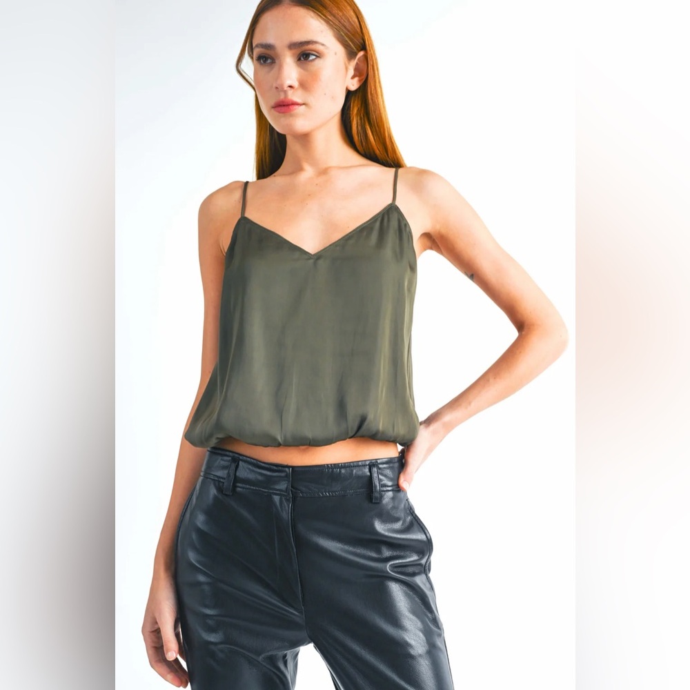 Pristine Reset by Jane Silky Amore Love Tank Olive Size: Large